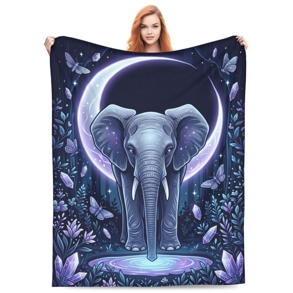 Elephant Blanket, ProfessionalCollection Throw, Animal Print Home Decor, Flannel Blankets and Throws 50x40