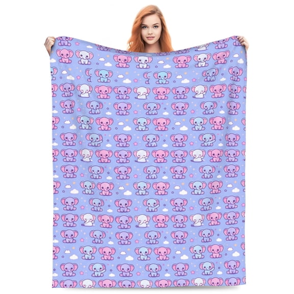 Elephant Blanket, Soft Animal Throw, Exclusive Home Decor Art, Flannel Blankets and Throws 50x40