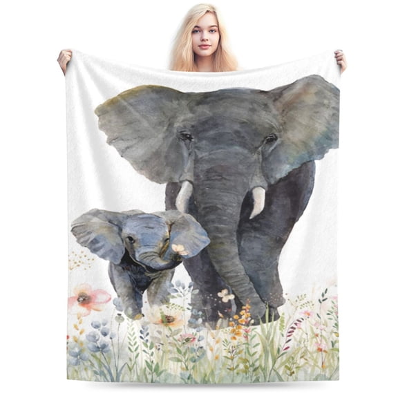Elephant Blanket, Soft Warm Fuzzy Fleece Plush Blanket , Smooth Cozy Flannel Throw Blanket for Bed 50x40