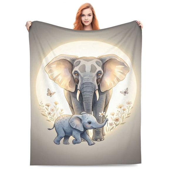 Elephant Blanket, Soft Warm Fuzzy Plush Blanket , Smooth Cozy Flannel Throw Blanket for Bed/Couch/Office/Camping 50x40