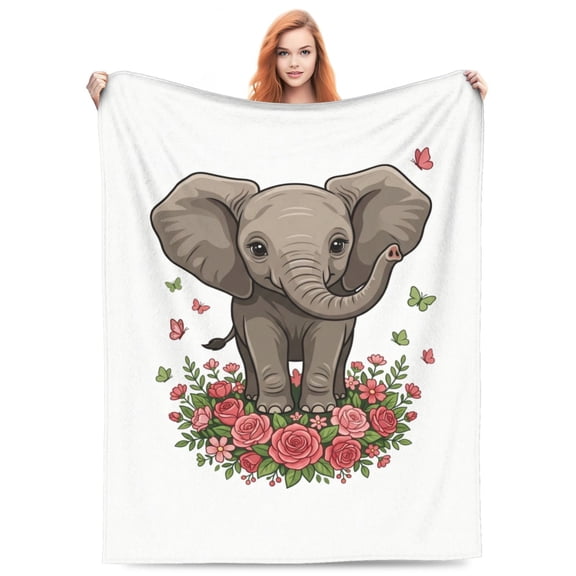 Elephant Blanket, Soft Warm Fuzzy Plush Blanket , Smooth Cozy Flannel Throw Blanket for Bed/Couch/Office/Camping 50x40