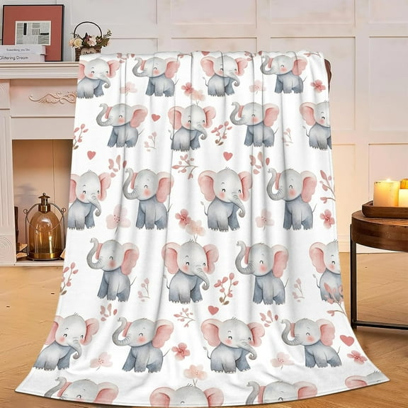 Elephant Blanket Super Cozy Soft Elephant Animal Throw Blanket Warm Plush Fluffy Elephant Stuff Gifts for Women Girls Fleece Flannel Gift Blankets for Kids Adults 50"X40"