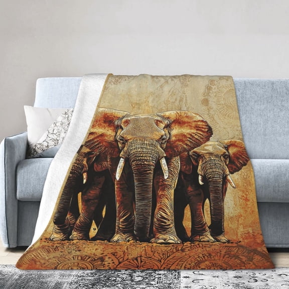Elephant Blanket Warm Bedding Decor Bed Couch Travel Flannel Throw Blanket50x40