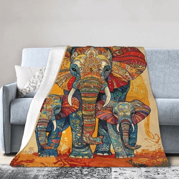 Elephant Blanket Warm Bedding Home Couch Flannel Throw Blanket50x40