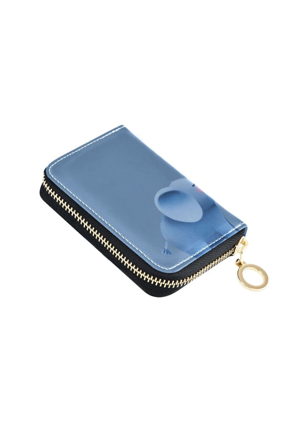 Elephant Blowing Hearts Valentine Women's Credit Card Holder PU Leather Zipper Wallet RFID Blocking