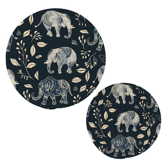 Elephant Boho Style Pot Holders Set Trivets Hot Pads Cotton Mats for Cooking