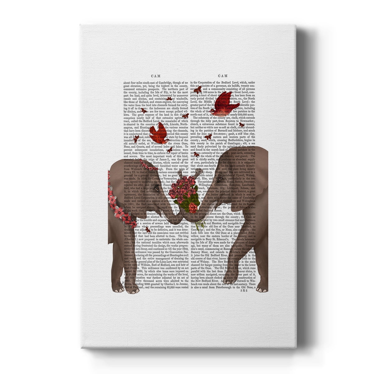 Elephant Bouquet Abstract Canvas Art in Brown and Red