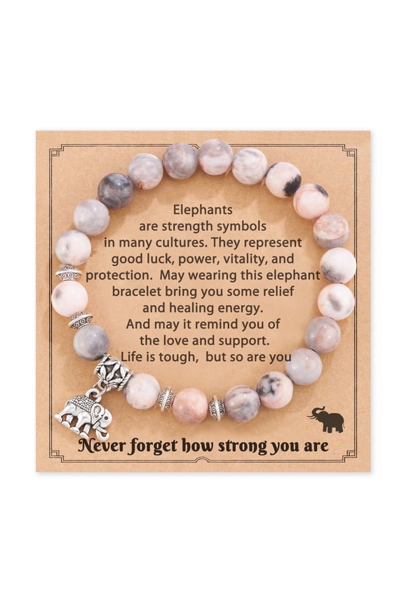 Elephant Bracelet for Women-Natural Stone Healing, Mother's Day/Birthday Gift