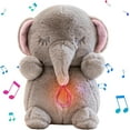 thumbnail image 1 of Elephant Breathing Stuffed Animal, Anxiety Relief Elephant Sleeping Plush with Realistic Breathing Motion Soothing Music Lights Portable Plushies (Batteries to Be Provided by The User), 1 of 6