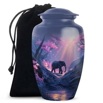 Elephant Burial Urns For Adult Ashes Female - Funeral Urns For Adult Ashes Mother & Father - Blue Cremation Urn For Man And Woman - 10 Inch Large Cherry Blossom Urn For Male
