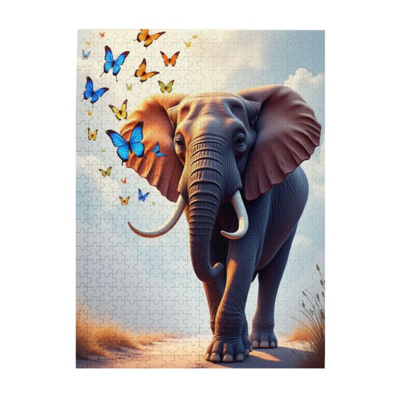Elephant And Butterflies 500Piece Adult Jigsaw Puzzle Challenging And Fun Activity For Puzzle Enthusiasts Vibrant Artwork Quality Pieces Relaxing Brain Exercise Great Gift Idea Home Décor