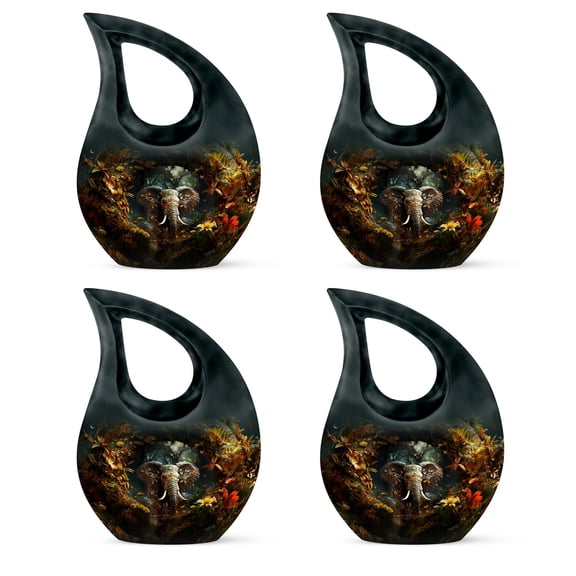 Elephant and Butterflies Funeral Urn for Adult Ashes - Small Urns for Adults - Aluminium Metal Container for Human Ashes - Ashes Keepsake - Urn Box for Burial Or Memorial (Size 3Inch,4Pcs)