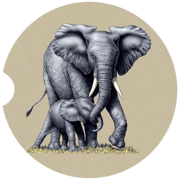 Elephant Car Coaster, Absorbent Stoneware Car Cup Holder Coaster, Set of 2