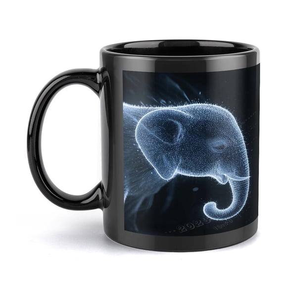 Elephant Ceramic Coffee Mug Cup, Elephant Lovers Gifts, Elephant Tea Cup, Animal Elephant Mug 11 Oz (black)