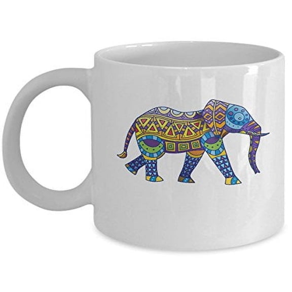 Elephant 11 oz Coffee Mug - Animal Lover Gift White Ceramic
