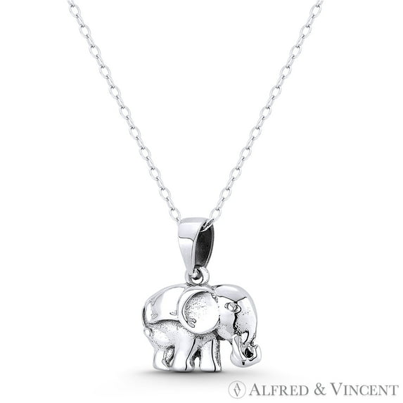 Elephant Charm 18x15mm (0.7x0.6in) Solid-Cast Pendant in Oxidized .925 Sterling Silver
