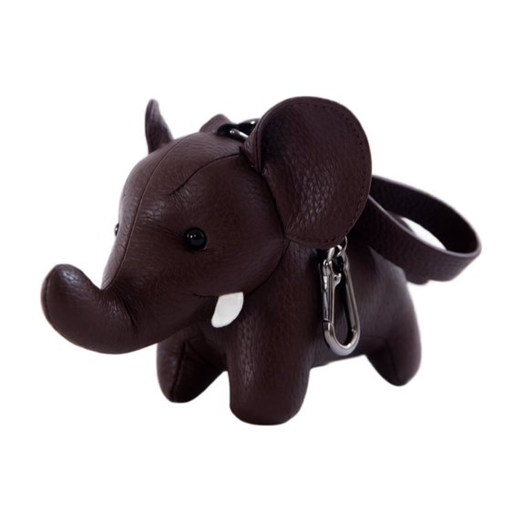 Elephant Charm Keychain with Metal Clasp, Faux Leather Animal Pendant in Multicolor, Fashionable Handbag Decor and Car Key Accessory