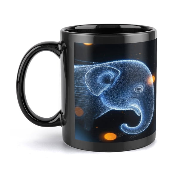 Elephant Coffee Mug - Ceramic Funny Elephant Mug - Perfect Elephant Lover Gift - Cute Novelty Coffee Mug Present - Great Birthday or Christmas Surprise for Friend or Coworker (11oz,Black)