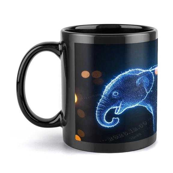 Elephant Coffee Mug Perfect Elephant Lover Gifts Cute Elephant Coffee Mugs Present Mug Gifts On Birthday Halloween Christmas 11 Oz,Black