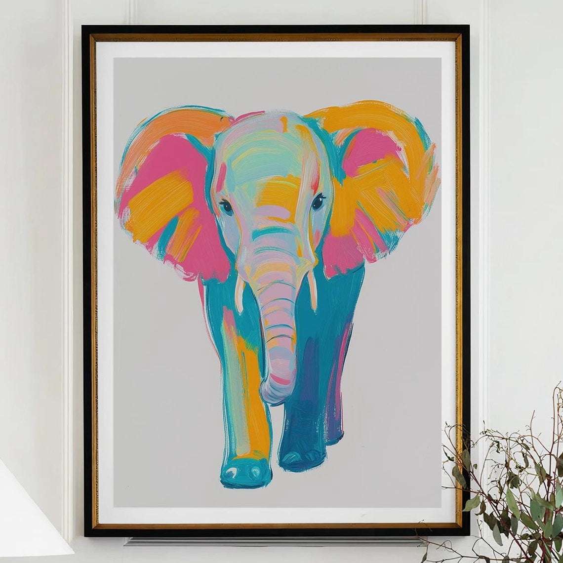 Elephant Colorful Maximalist Eclectic Animal Portrait 2832 Nursery ...