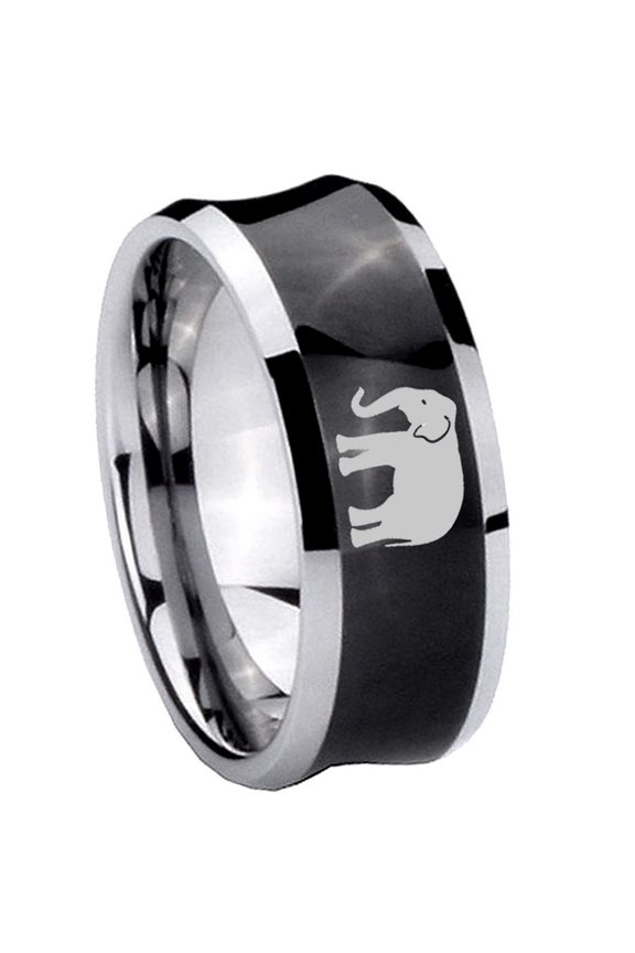 Elephant Concave Black Tungsten Men Ring 10MM