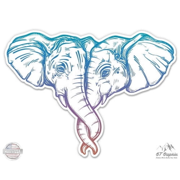 Elephant Couple Beautiful Color - 12" Vinyl Sticker Waterproof Decal