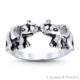 thumbnail image 1 of Elephant Couple Love Charm Stackable Promise Ring in Oxidized .925 Sterling Silver, 1 of 1