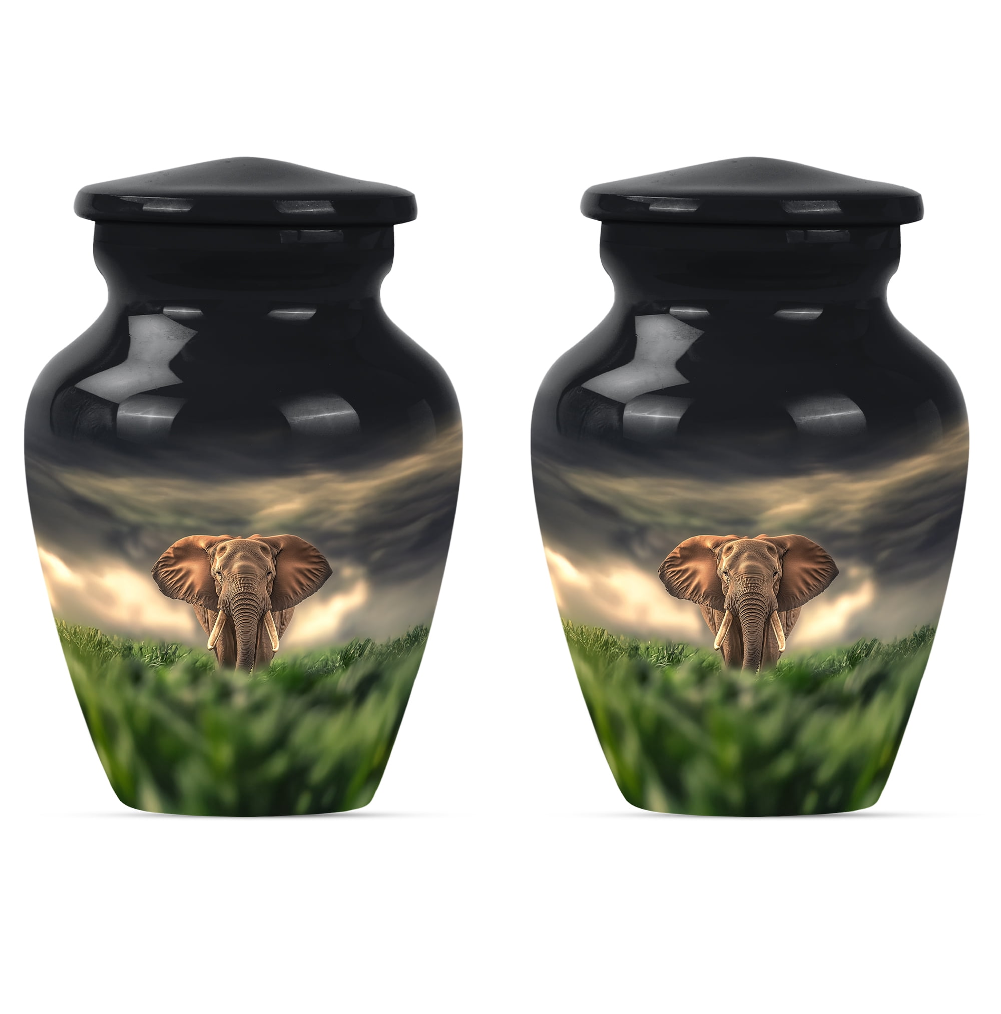 Elephant Cremation Urns for Human Ashes, Urn for Ashes Adult Male, Urns for Human Ashes Adult Man, Small Urn for Ashes for Women (Size - 3inch, 2 Pcs)