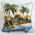 thumbnail image 1 of Elephant Cross Stitch Pillow Kit , 17.72" x 17.72" , Handmade Embroidery Kit Needlepoint Home Decor for Sofa (11ct), 1 of 7