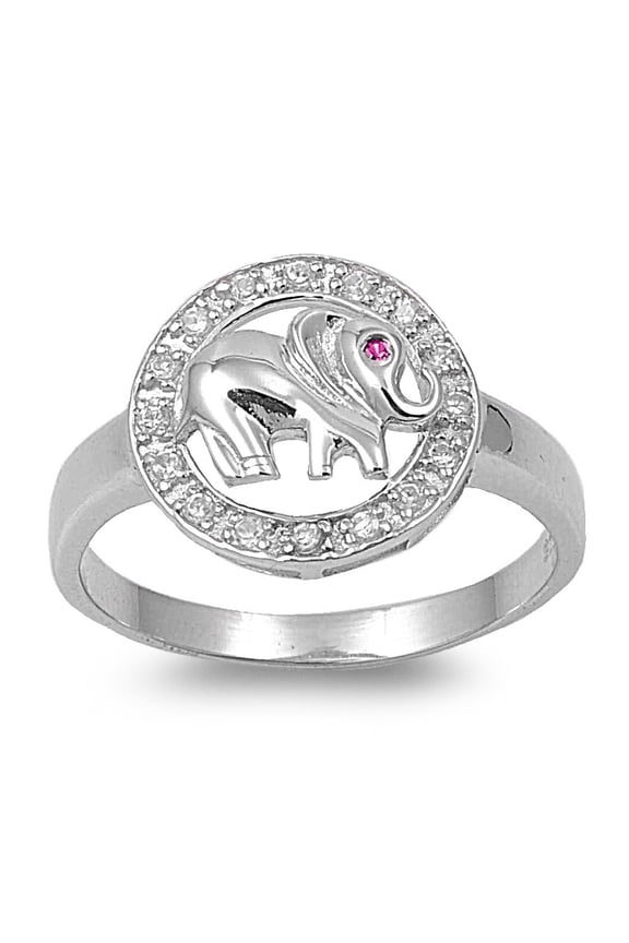 Elephant Cubic Zirconia Ring Sterling Silver 925 Size 5
