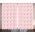 thumbnail image 1 of Ambesonne Animal Curtains 2 Panel Set, Dots Hearts Checkered, 108" x 90", Pistachio Green Pink, 1 of 3