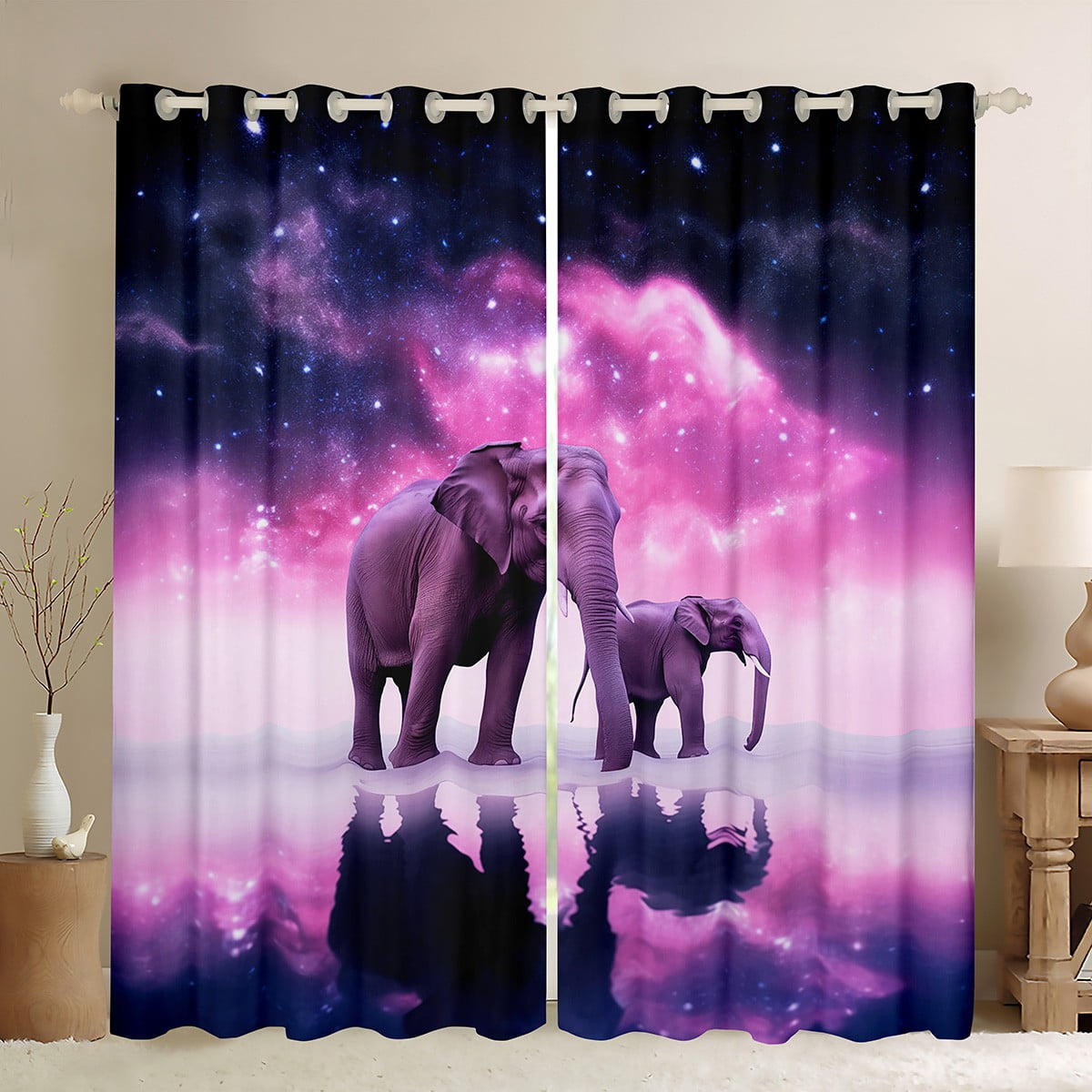 Elephant Curtains for Adult Women 3D Wild Animal Blackout Curtains ...