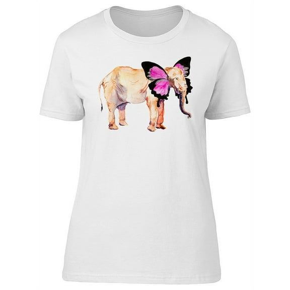 Elephant Cute Butterfly Ears T-Shirt Women -Image by Shutterstock, Female Large