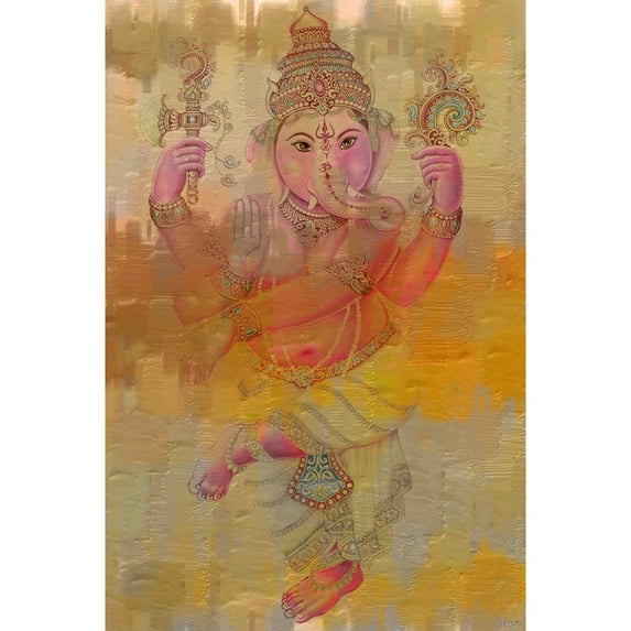 Elephant Dance by Parvez Taj Painting Print on Wrapped Canvas