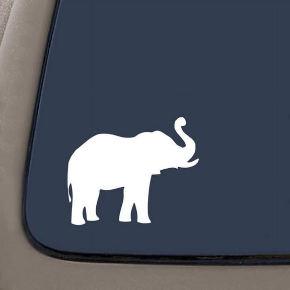Elephant Decal Sticker | 5.5-Inches | White Vinyl Decal Sticker | Car Truck Van SUV Laptop Macbook Wall Decals