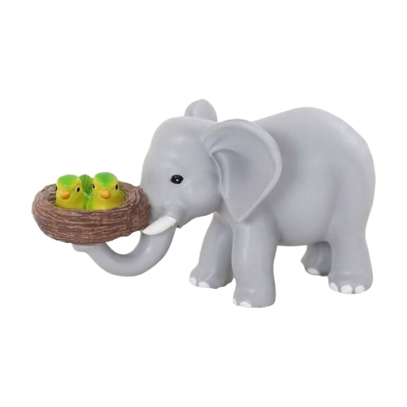 Elephant Decor for Home, Resin Elephant Statue, 4X3 in Bird Decor, Tabletop Decor, Entryway Mantel Display, Light Gray Solid, 1 Pc