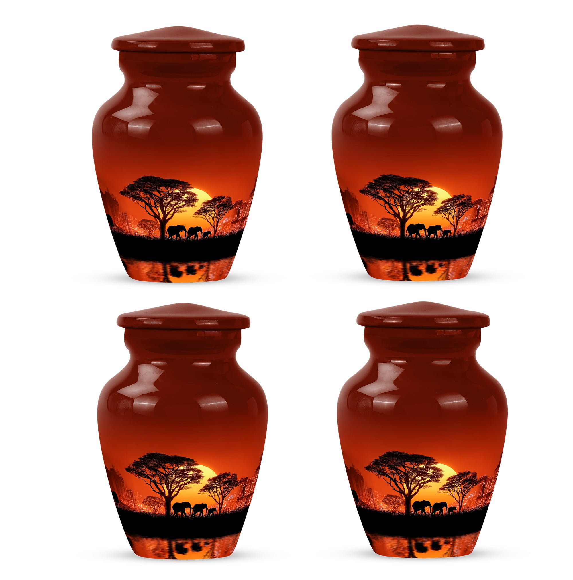 Elephant Decorative Urns For Male & Female Ashes, Funeral Urn For Human Ashes Men & Women, Small Keepsake Cremation Urns For Adult Men (Size-3 Inch 4 Pcs)
