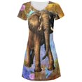 thumbnail image 1 of Elephant Distressed Splatter Juniors V-Neck Beach Cover-Up Dress, 1 of 2