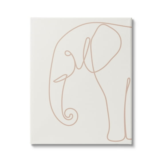 Elephant Doodle Outline Shape Animals & Insects Graphic Art Gallery Wrapped Canvas Print Wall Art