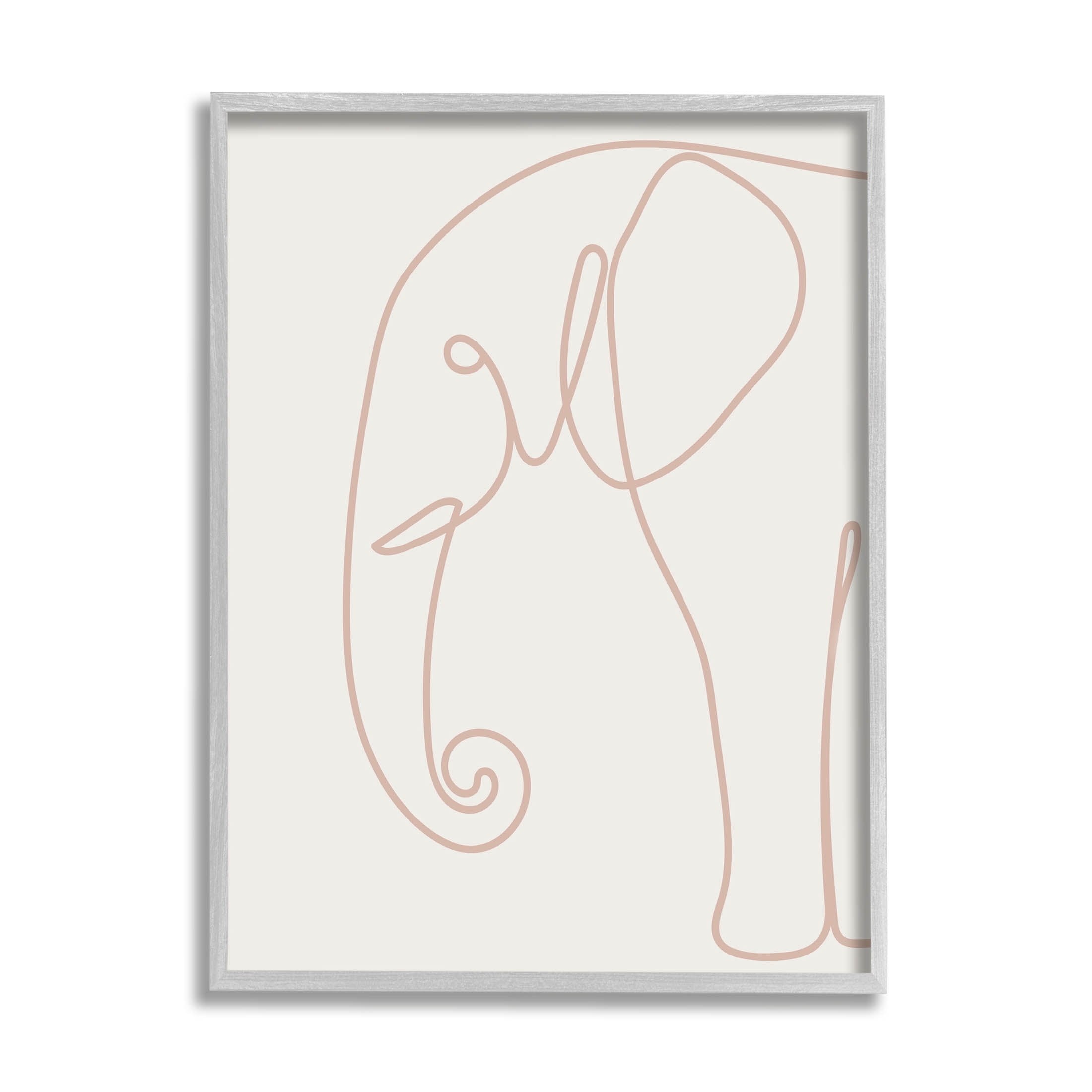 Elephant Doodle Outline Shape Animals & Insects Graphic Art Gray Framed Art Print Wall Art