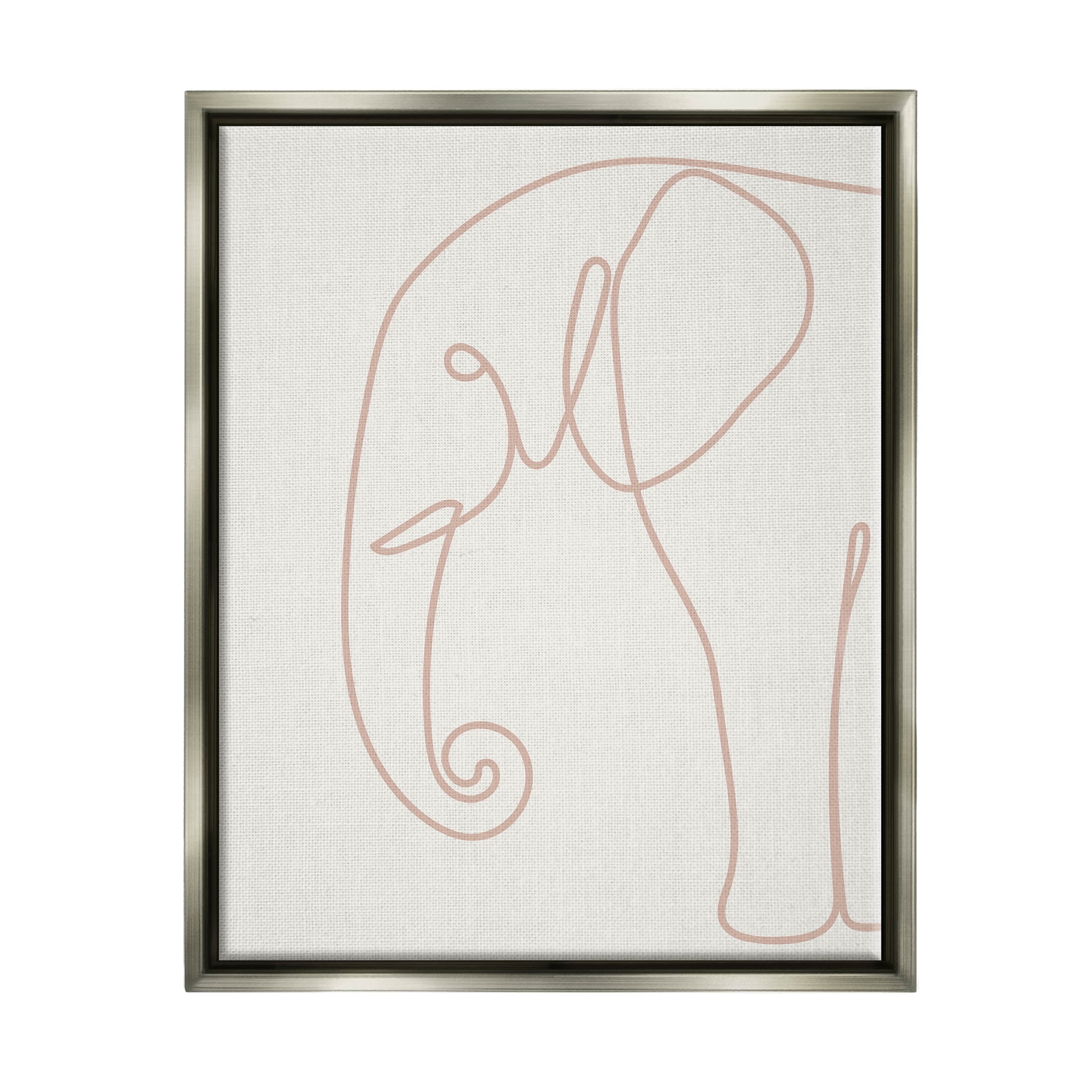 Elephant Doodle Outline Shape Animals & Insects Graphic Art Luster Gray Framed Art Print Wall Art