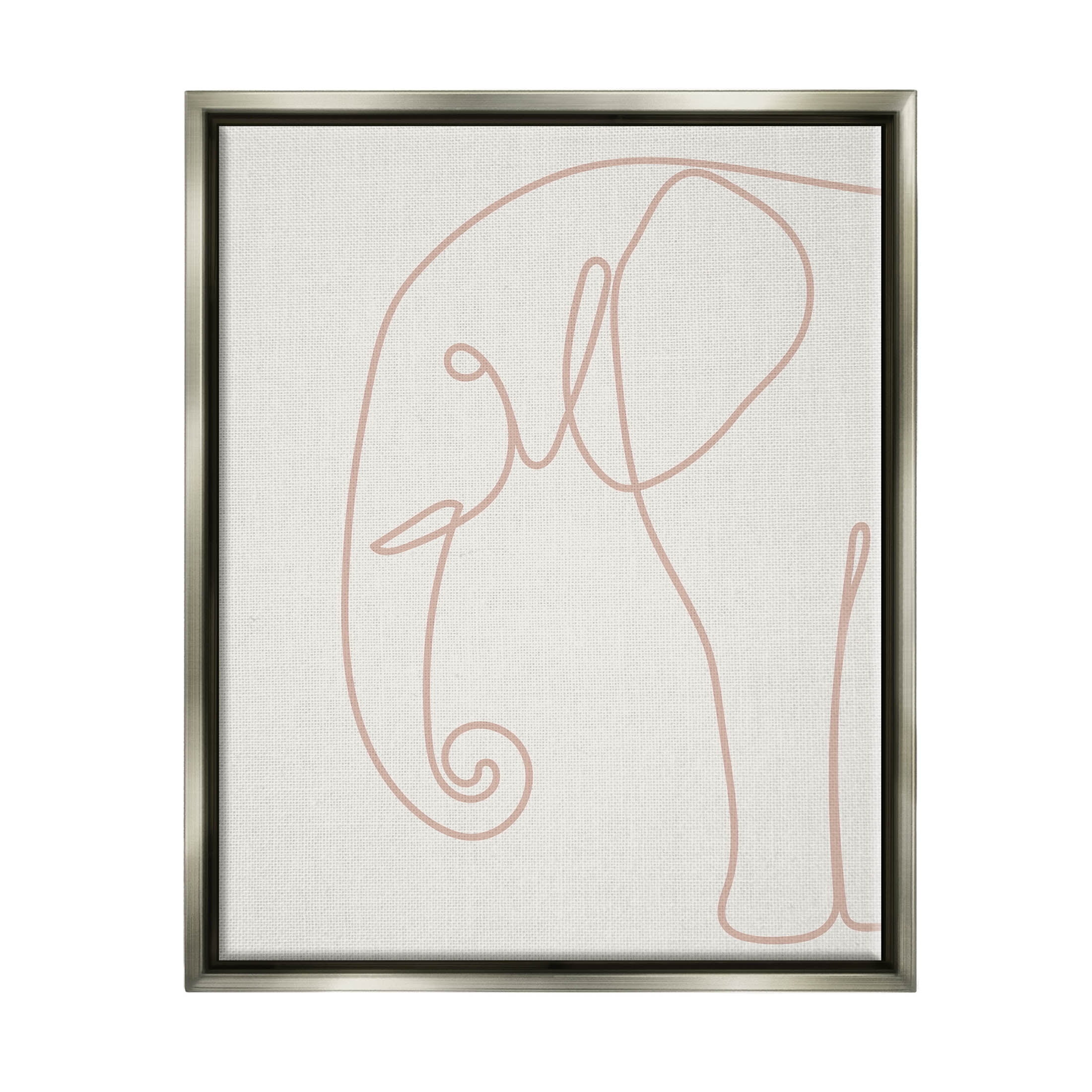 Elephant Doodle Outline Shape Animals & Insects Graphic Art Luster Gray Framed Art Print Wall Art