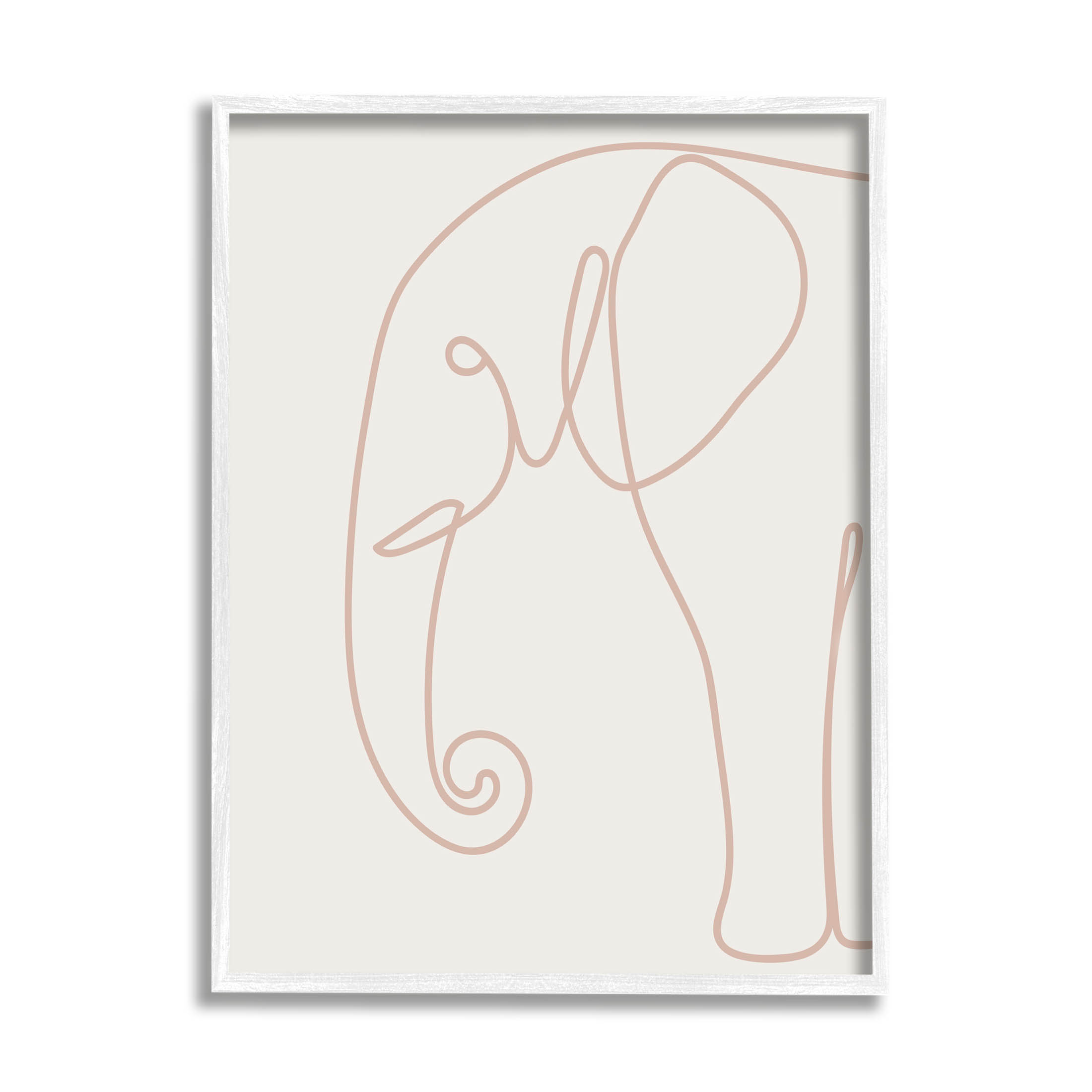 Elephant Doodle Outline Shape Animals & Insects Graphic Art White Framed Art Print Wall Art