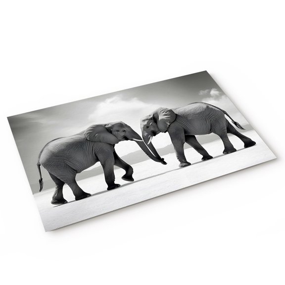 Elephant Door Mat Gray Gradient Cloud Sky Animal Non Slip Absorbent Entrance Mat Washable Low Profile Indoor Doormat for Front Door Entryway Entry 16"x24"