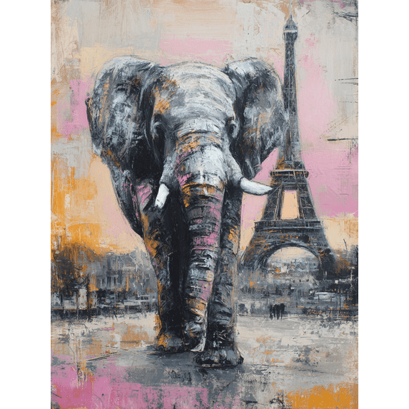 Elephant Eiffel Tower Paris Canvas Print, Suitable for Living Room, Bedroom, Office, Home Decor