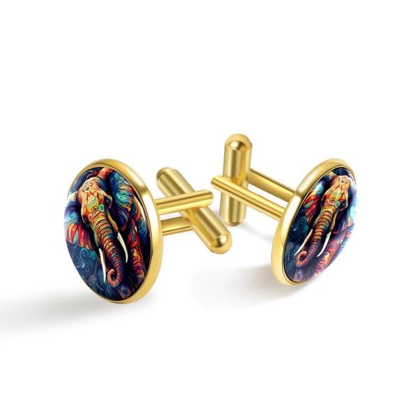 Elephant Elegant Stainless Steel Cufflink Set for Formal Attire, Made of High-Quality Stainless Steel, for Business Meetings and Special Events