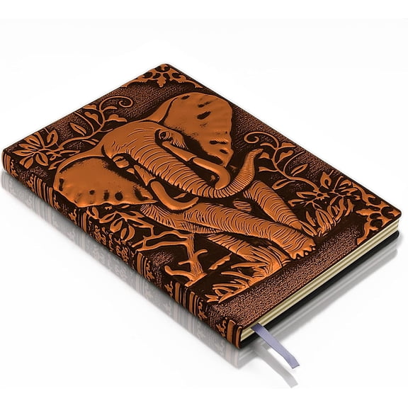 Elephant Embossed Leather Journal Notebook - Notebooks Travel Diary with Lined Paper Antique Leather Sketchbook Writing Journals for Women & Men (A5, Red Bronze)