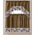 thumbnail image 1 of Elephant Embroidered Kitchen Curtain Set, Taupe, Swag 60x36, 30x36 Inches, 1 of 1
