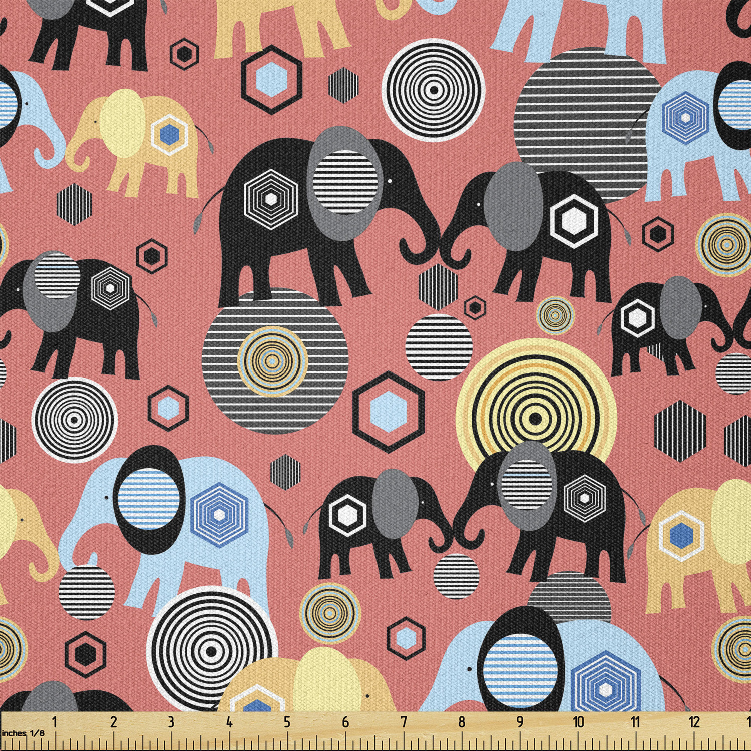 Elephant Fabric by The Yard, Modern Art Pattern for Elephant Lovers ...