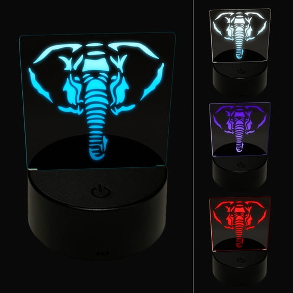 Elephant Face LED Night Light Sign 3D Illusion Desk Nightstand Lamp